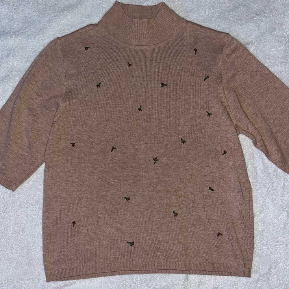 Van Heusen Brown Turtleneck with Embroidered Details
